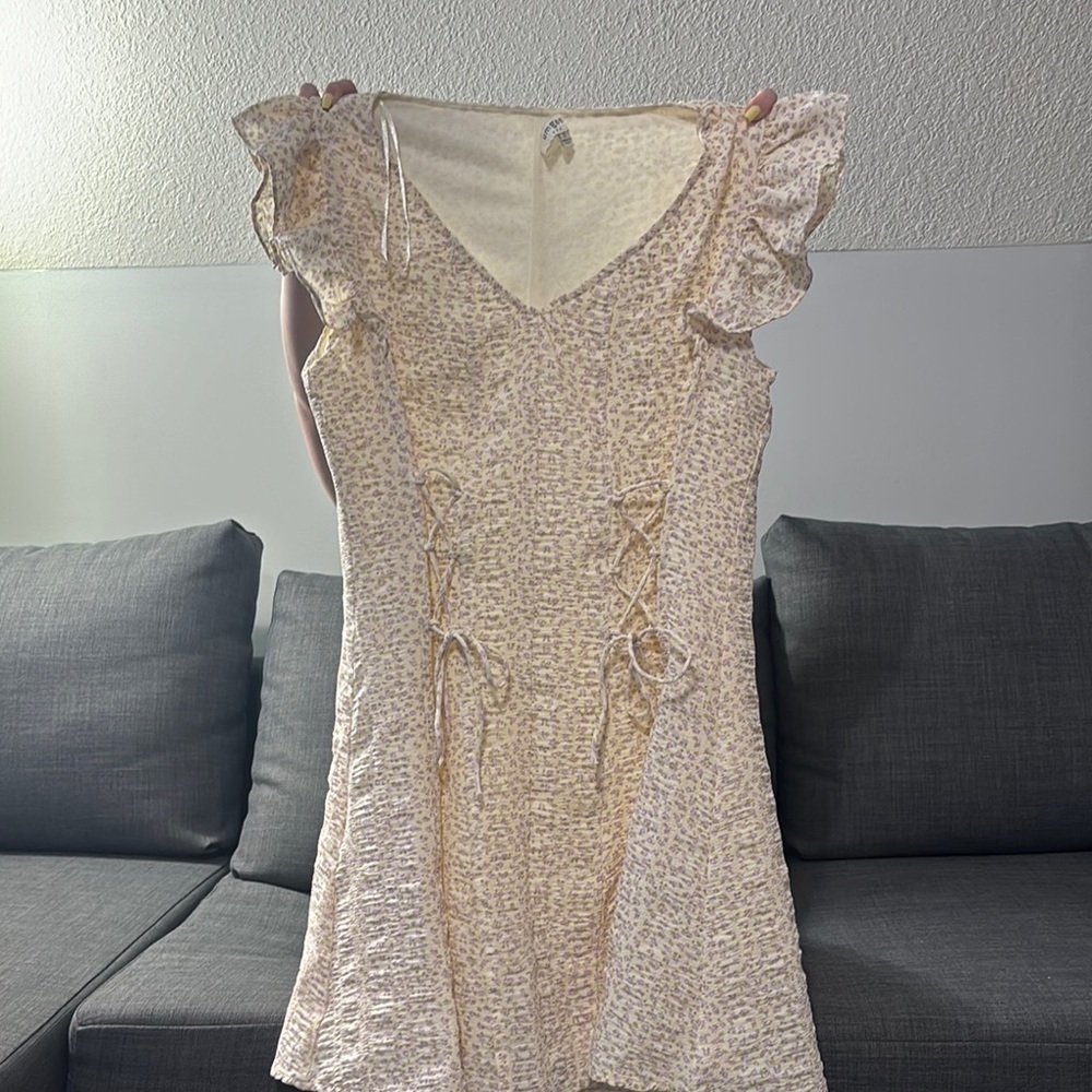 Umgee Cream Purple Floral Dress